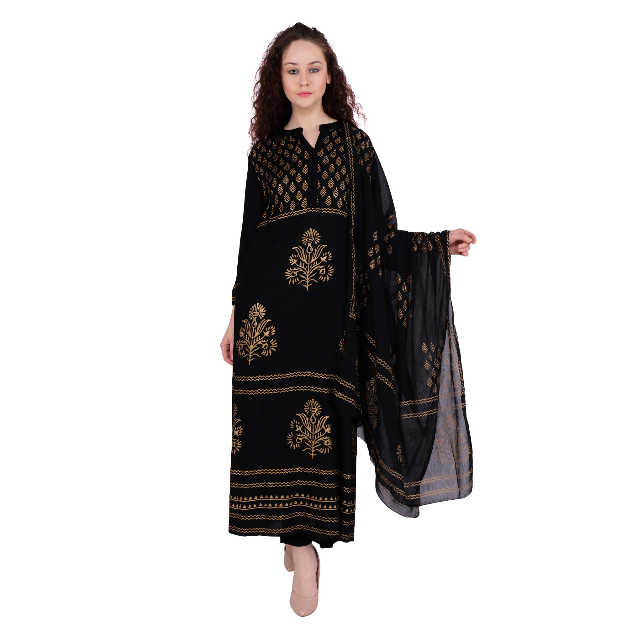 Black Printed Kurti (SKD)